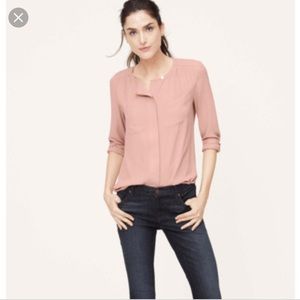 Loft Shirred Utility Blouse Sz Small